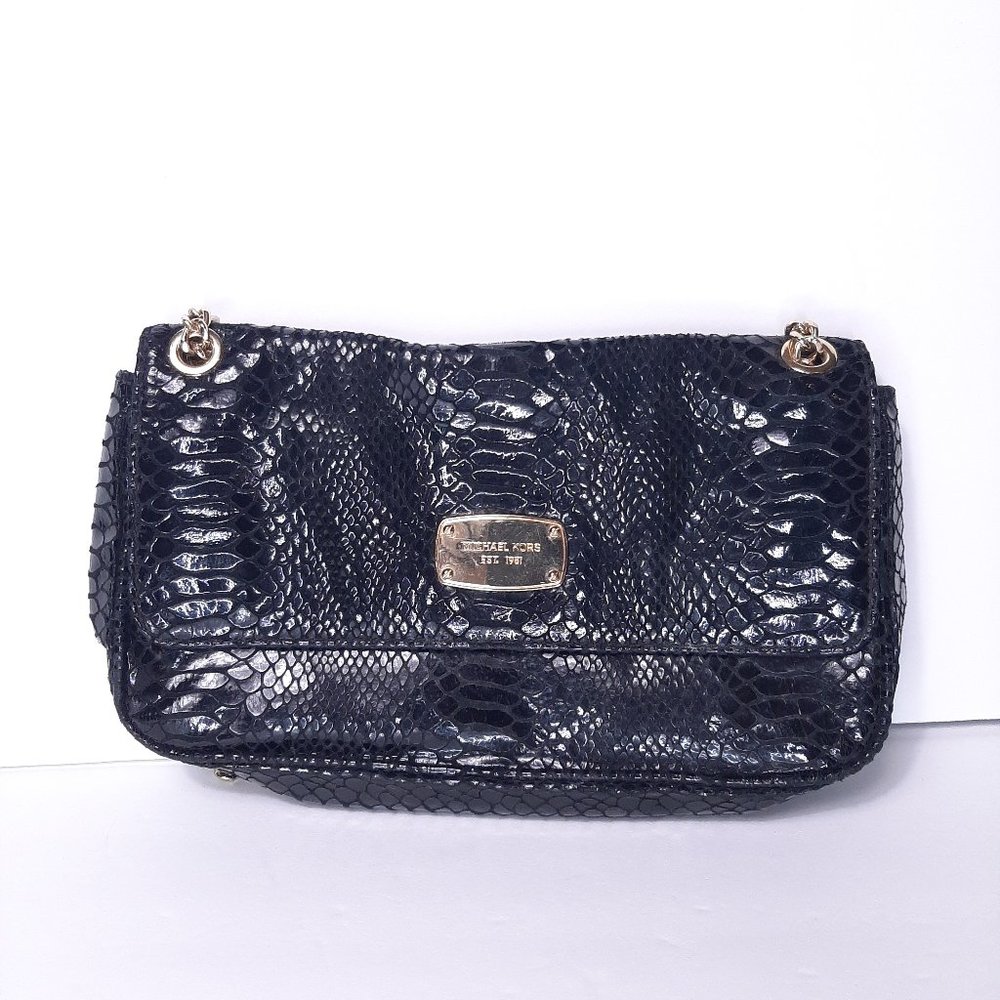 Michael Kors Small Snake Black Chain Leather Party